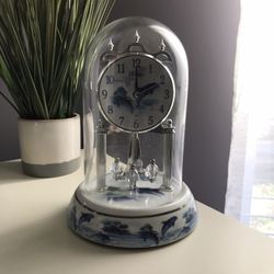Vintage Porcelain Base Dolphin Clock WORKS GREAT