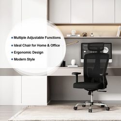 Sytas Ergonomic Office Chair, High Back Desk Chair Computer Task Mesh Chair  with Adjustable Headrest, Arms and Lumbar Support, for Modern Office and  Home 