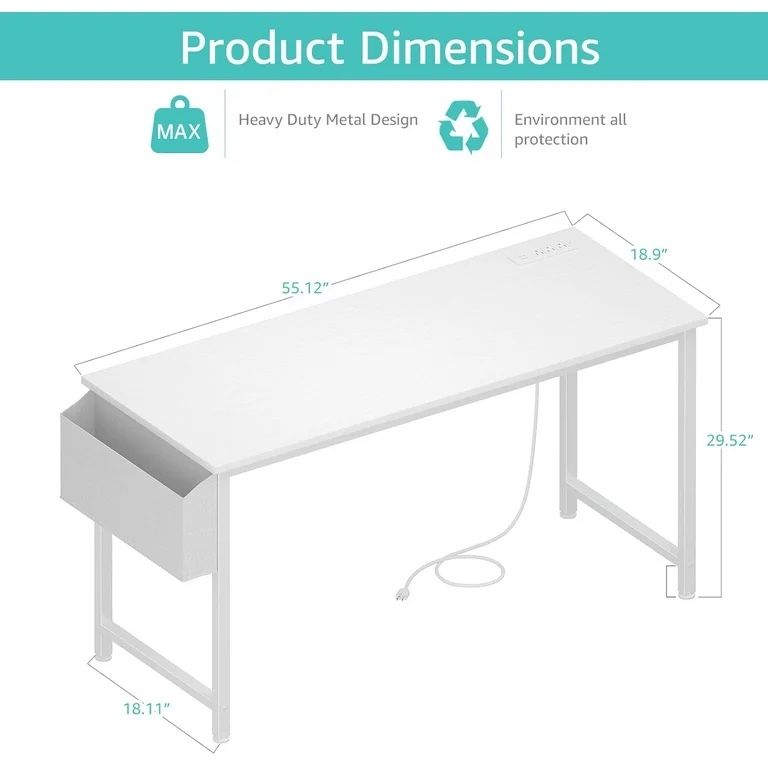 White 55 Inch Desk