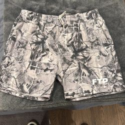 FTP white camo sweatshorts 