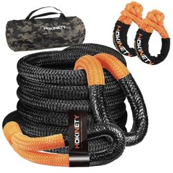 Kinetic Recovery Tow Rope: 1.26" x 30ft Snatch Strap with Soft Shackles Heavy Dut