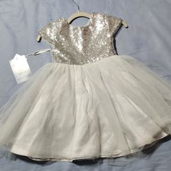 Girls Boutique Silver Dress Size 18/24