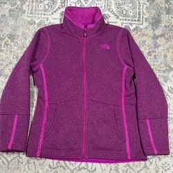  The North Face Girls Size Large L 14/16 Pink Sherpa Lined Full Zip Fleece Jacket  