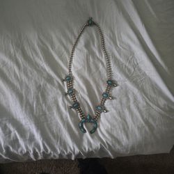 Turquoise Squash Bottom Sterling Silver Necklace 