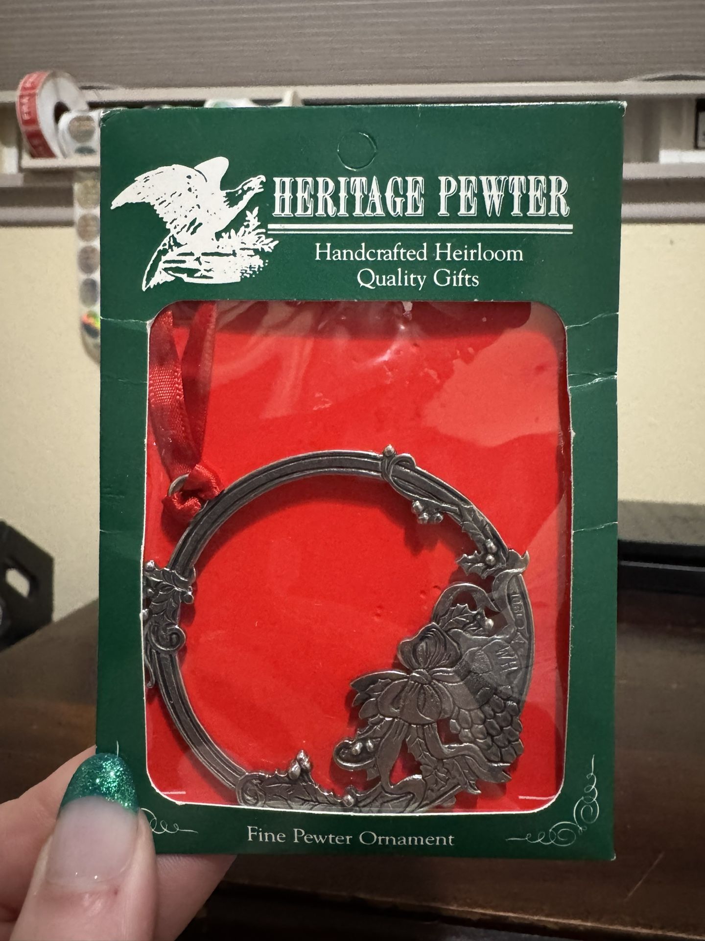 Vintage 1991 Heritage Pewter Christmas Ornament