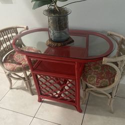 Mid-Century Bamboo Rattan Bistro Set