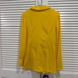 M-L yellow Double-Breasted Blazer with Gold Buttons