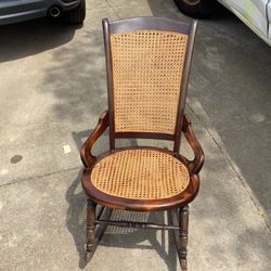 Rocking Chair With Cane Bottom And Back!  The Cane On Bottom Needs Repair !