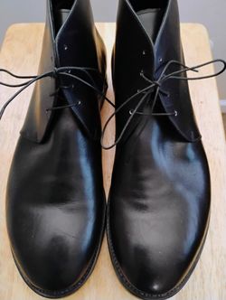 MEN'S BONDENO ITALIAN HANDMADE CHUKKAS SIZE 14.5. EE WIDE BLACK LEATHER DRESS BOOTS 