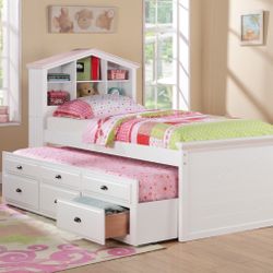 Twin Twin With Bookcase, Underneath Storage & Trundle