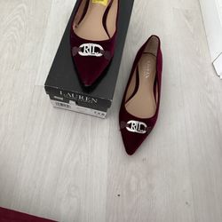 Ralph Lauren Velvet Pointed Flats (Wine Red) – Size 7.5