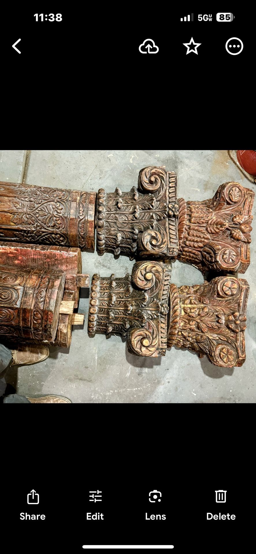 Solid wood, antique columns
