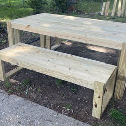 Wooden Table And Bench