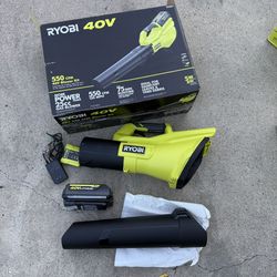 RYOBI 40V 120 MPH 550 CFM Cordless Battery Leaf Blower With 4.0 Ah Battery and Charger 