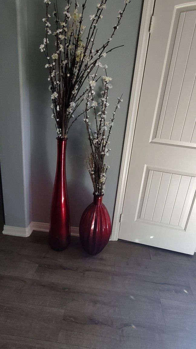 Tall Red Flower Decorative Vase