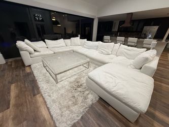 Large White Sectional Sofa with Chaise