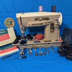 Vintage Singer 403A Sewing Machine Cleaned Serviced Tested 