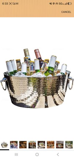 Hammered Stainless Steel Beverage Tub & Ice Bucket, 12QT