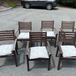 (6) Pottery barn Outdoor Teak Wood Patio Chairs
