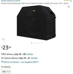 Garden Home Barbeque Grill Cover padded 58" L Black