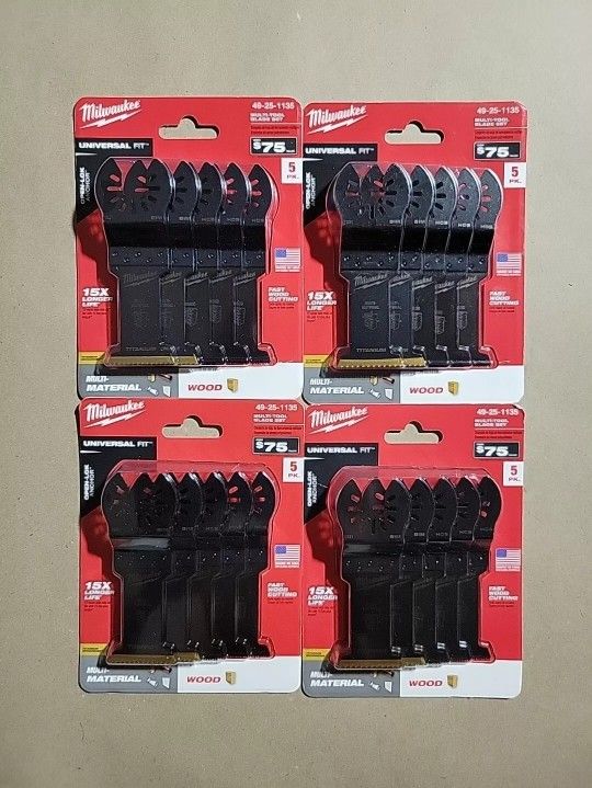 *LOT OF 4 BRAND NEW* - Milwaukee 49-25-1135 Oscillating Saw Blade (5 Piece Sets)