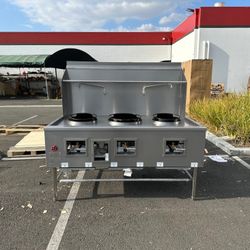NSF 13+16+13 in 3 hole Chinese Wok Range waterfall TC-W3L1NG