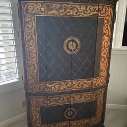 Antique Decorative Copper With Inlay  media/storage  Cabinet