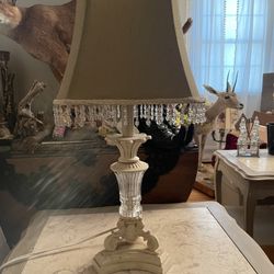 Antique Style Victorian Lamp With Beaded Shade