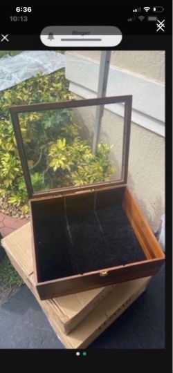 Wooden Display Case with Glass Lid
