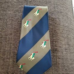 Vintage Christian Armand Necktie Equestrian Polo-Player Polyester Korea