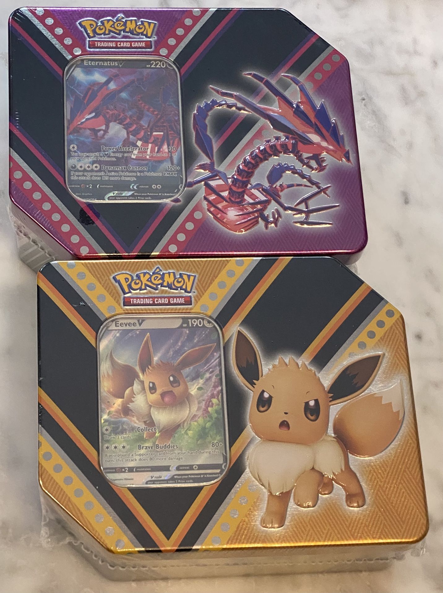 Pokémon Eevee & Eternatus V Powers Tins 2020 Sealed