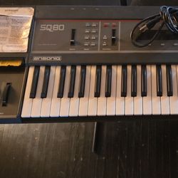 Classic 1988 Used SQ-80 Ensoniq Cross Wave Synthesizer Keyboard And Stand FOR SALE