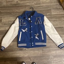 LA Patchwork Varsity Jacket “ROYAL BLUE 