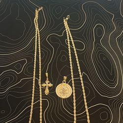 All 925 SILVER Rope Chains And New Pendants Cross And Saint 