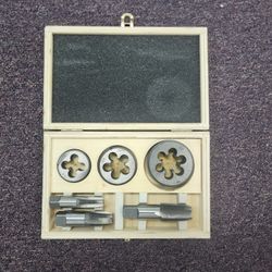 Pittsburgh Pipe Tap & Die Set, 6pcs in Wooden Case