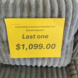 Gray Sectional Couch With Bluetooth Speakers & Charge Station 