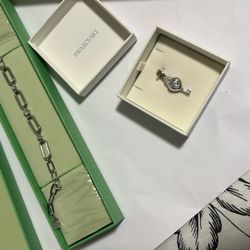 Swarovski Jewlery Bracelet And Key Heart Charm 