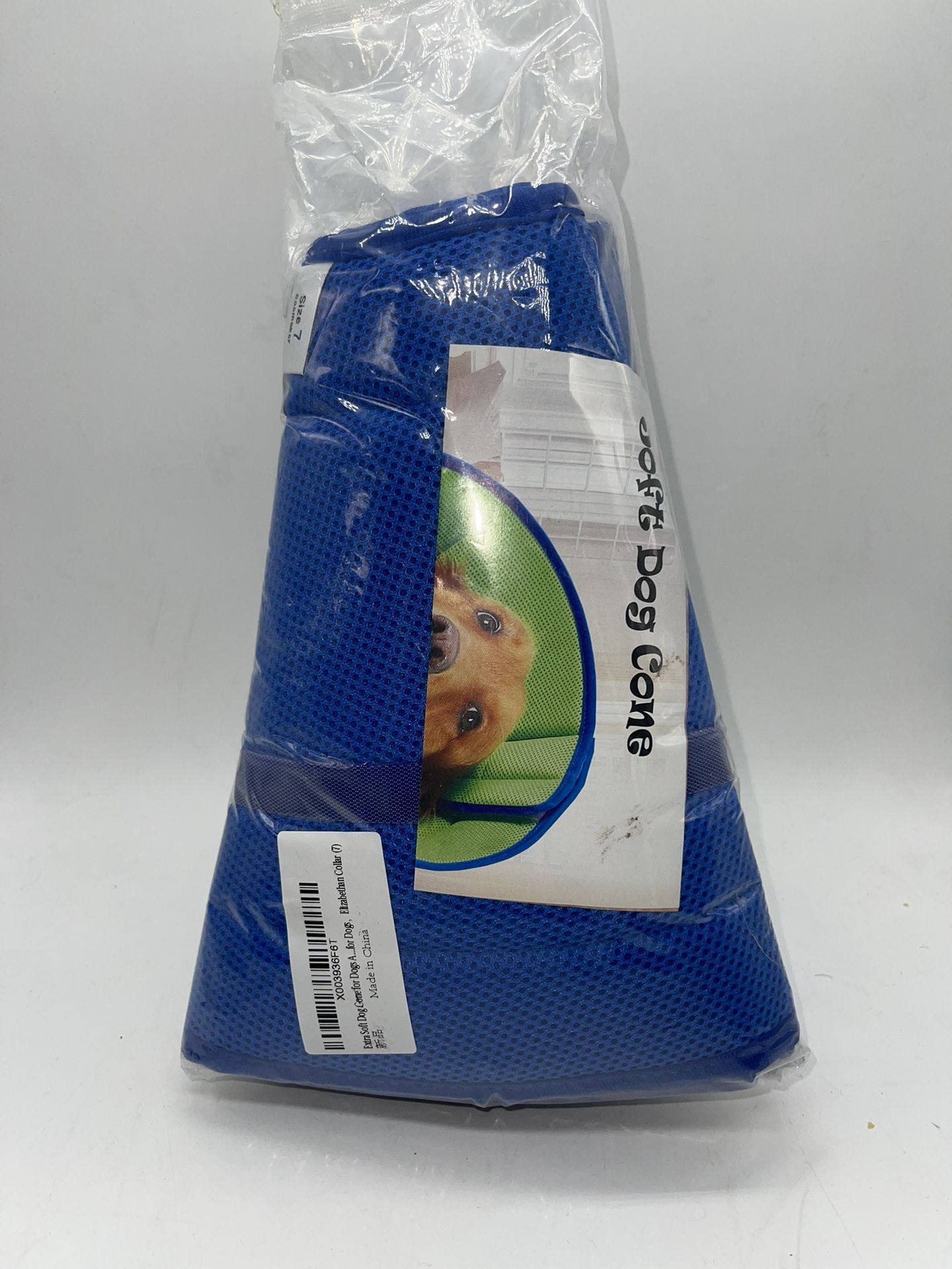 Blue Extra Soft Adjustable Dog Cone Elizabethan Collar For Dogs Size 7