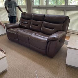 Nice Real Leather Reclining Sofa!!