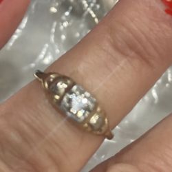 Beautiful Dainty Antique 14k Gold And Mined Diamond