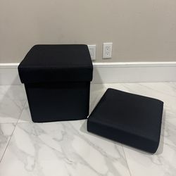 Dark Blue/Black Ottoman Bins 2x