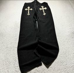 Black Jeans with Cross Patch