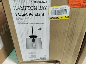Hampton bay Mullins pendant light fixture in coal and honey gold