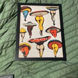 Trippy Mushroom Art- Framed 