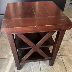 Dark Brown X Design End Table . Read Description 