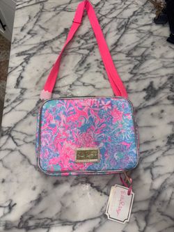 NWT Lilly Pulitzer Cooler Lunch Bag Pink Blue Tropical Print