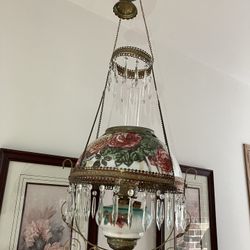 Antique Victorian Hanging Parlor/Library Lamp