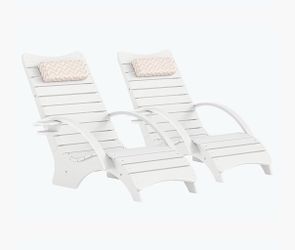 2X White HDPS in pool lounger with cup holder