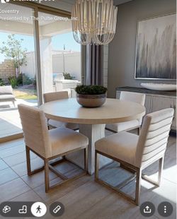 Round Wood Dining Table with 4 Chairs