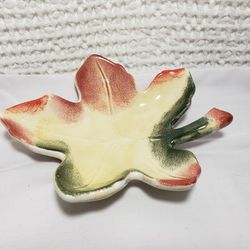 1950's Shaped Fall Leaf candy/nut/trinket Dish by WCL Pottery made China 8 3/4" 